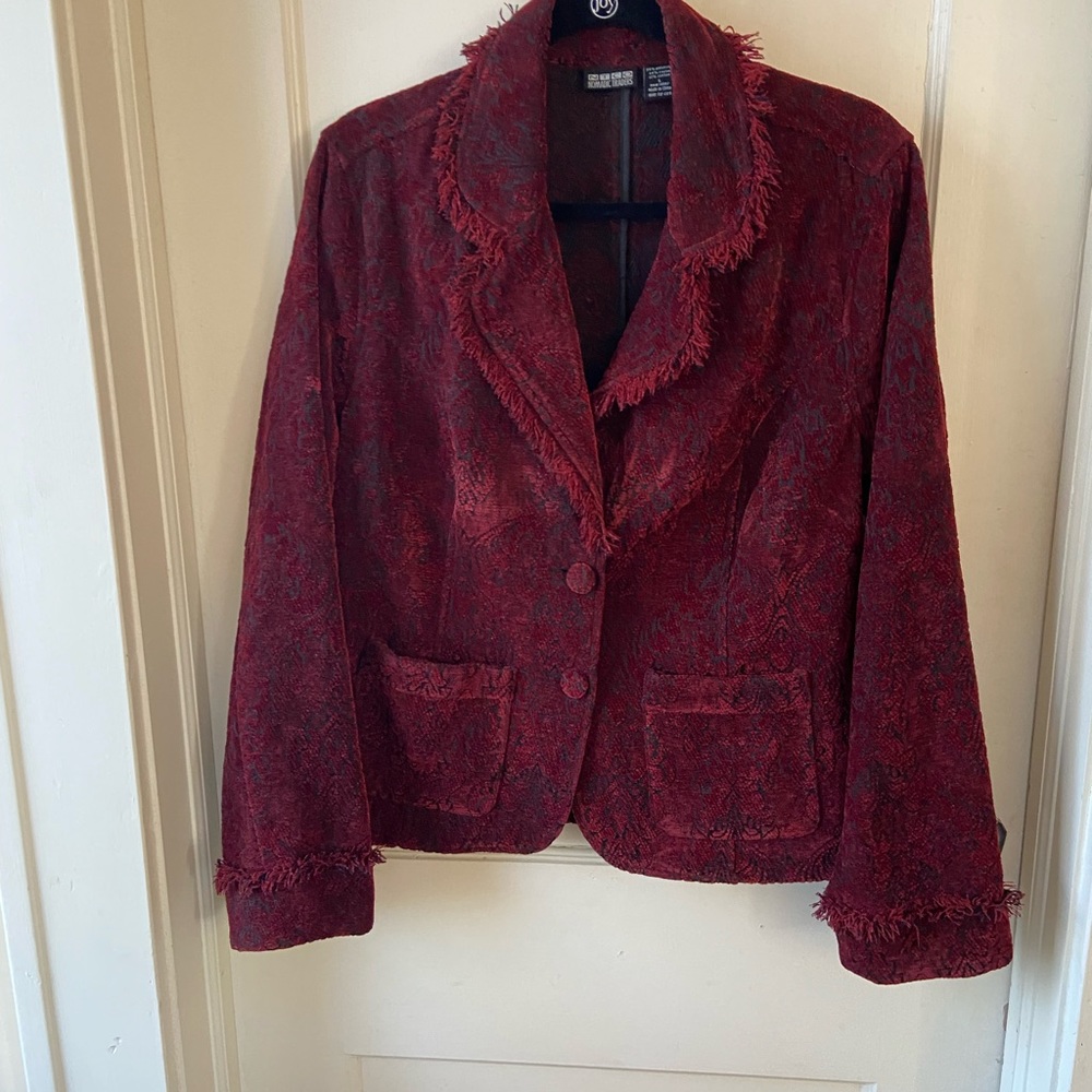 Vintage NTCO Nomadic Traders Blazer Red and Black Raised Pattern Sz Large